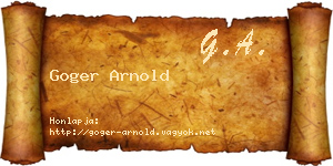Goger Arnold névjegykártya